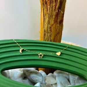 آویز طلا طرح ماه و ستاره