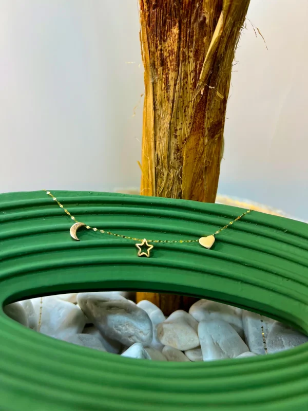 آویز طلا طرح ماه و ستاره