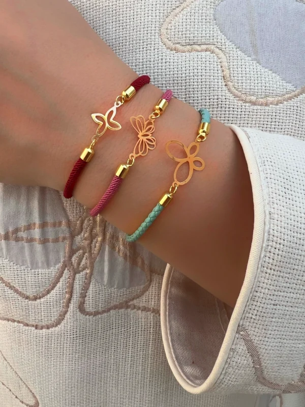 دستبند چرم و طلا زنانه